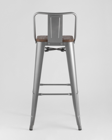 Стул барный Stool Group Tolix Wood 75.5 со спинкой Серебристый