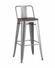 Стул полубарный Stool Group Tolix Wood со спинкой Серебристый