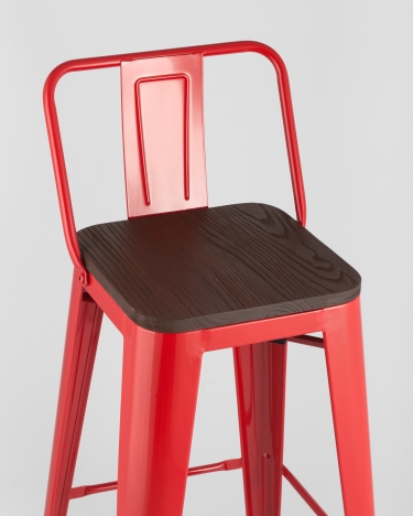 Стул барный Stool Group Tolix Wood 75.5 со спинкой Красный