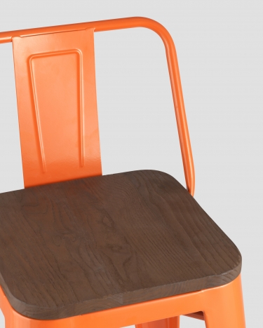 Полубарный стул Stool Group Tolix Wood со спинкой Оранжевый