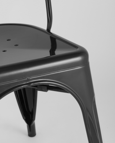 Стул Stool Group TOLIX с высокой спинкой Черный глянцевый