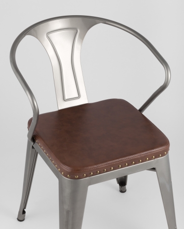 Стул Stool Group TOLIX ARMS SOFT с подлокотниками Серебристый