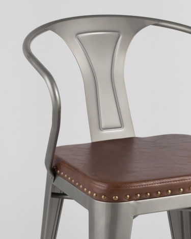 Стул Stool Group TOLIX ARMS SOFT с подлокотниками Серебристый