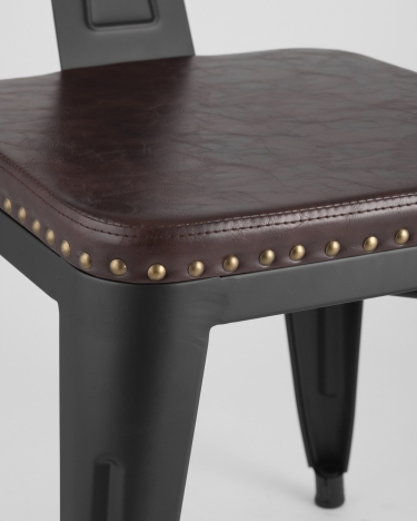Стул Stool Group TOLIX ARMS SOFT с подлокотниками Черный матовый