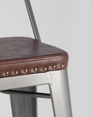 Стул барный Stool Group TOLIX SOFT экокожа Серебристый