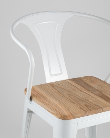 Стул с подлокотниками Stool Group TOLIX ARM WOOD Белый