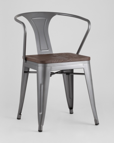 Стул Stool Group TOLIX ARM WOOD с подлокотниками Серебристый