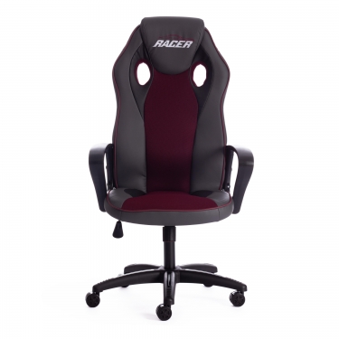 Кресло Tetchair RACER кож/зам/ткань, металлик/бордо, 36/13