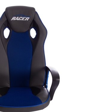 Кресло Tetchair RACER кож/зам/ткань, металлик/синий, 36/10