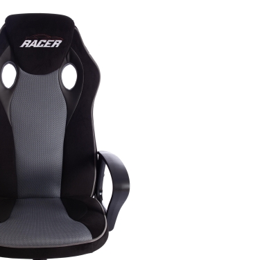 Кресло Tetchair RACER флок/ткань, черный/серый, 35/TW-12/карбон