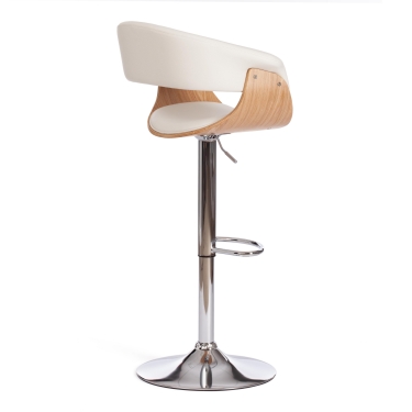Барный стул Tetchair VIMTA mod.4021S металл/дерево/экокожа, 60х51х91,5-112,5 см, высота сиденья 61,5-82,5 см, белый/натуральный/хром