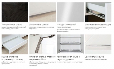 Кухонный гарнитур ширина 220 см Витра Бьянка 24