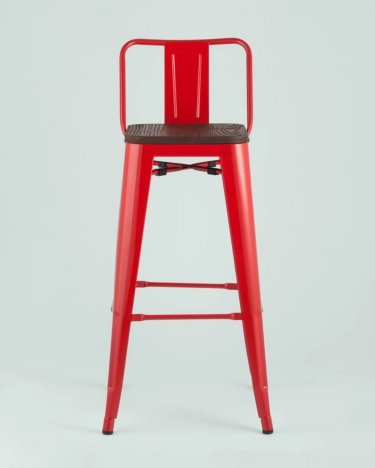 Стул барный Stool Group TOLIX WOOD со спинкой красный глянцевый 2 шт