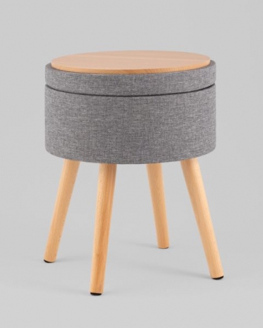 Пуф с ящиком Stool Group Store Woody рогожка серая