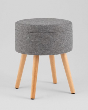 Пуф с ящиком Stool Group Store Woody рогожка серая