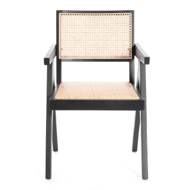 Стул Tetchair LOKI дерево вяз/ротанг, черный, 50х50х84 см