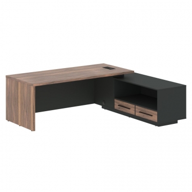 Стол руководителя правый Skyland VELION VENEER VRCT 2319 R Американский орех Яшма черная