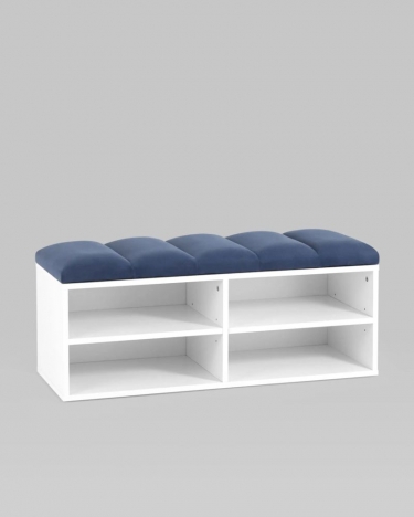 Обувница Stool Group Хольст 2 белая велюр Синий