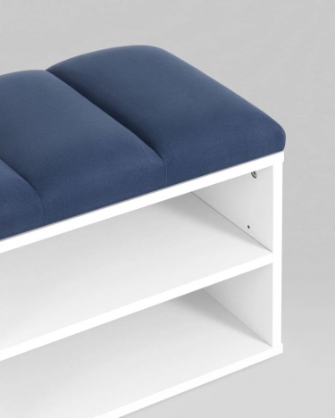 Обувница Stool Group Хольст 2 белая велюр Синий