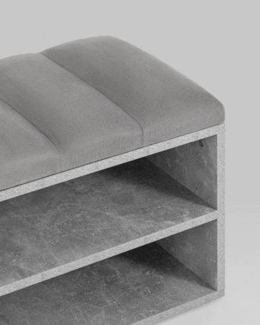 Обувница Stool Group Хольст серая велюр Серый